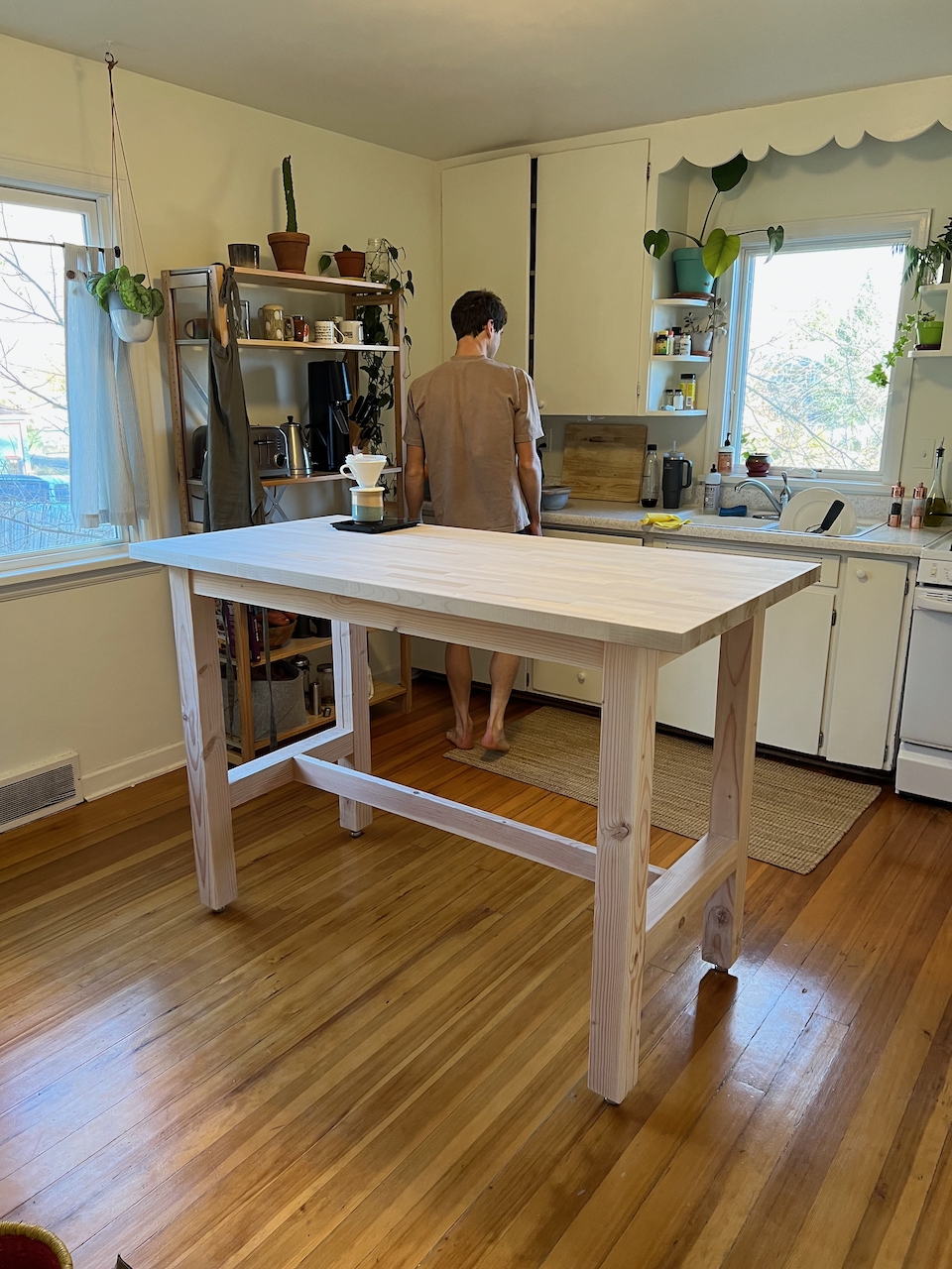 Johnny building a kitchen table